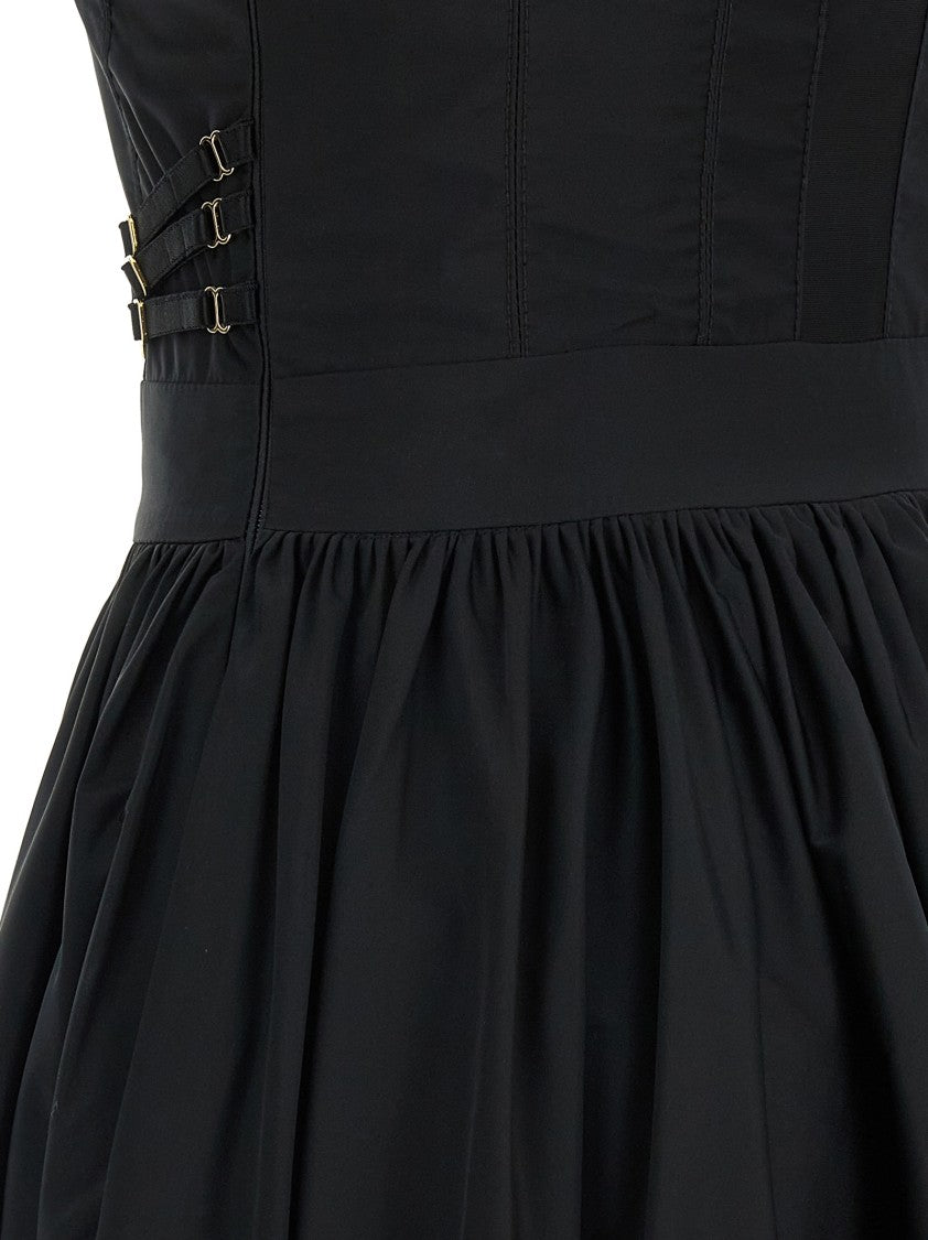 Elisabetta Franchi Taffeta Mini Dress With Corset Bodice And Balloon Skirt