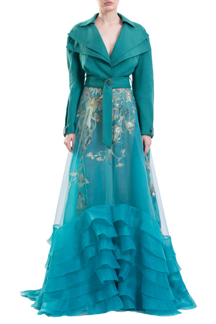 Saiid Kobeisy Linen Jacket And Ruffled Dress
