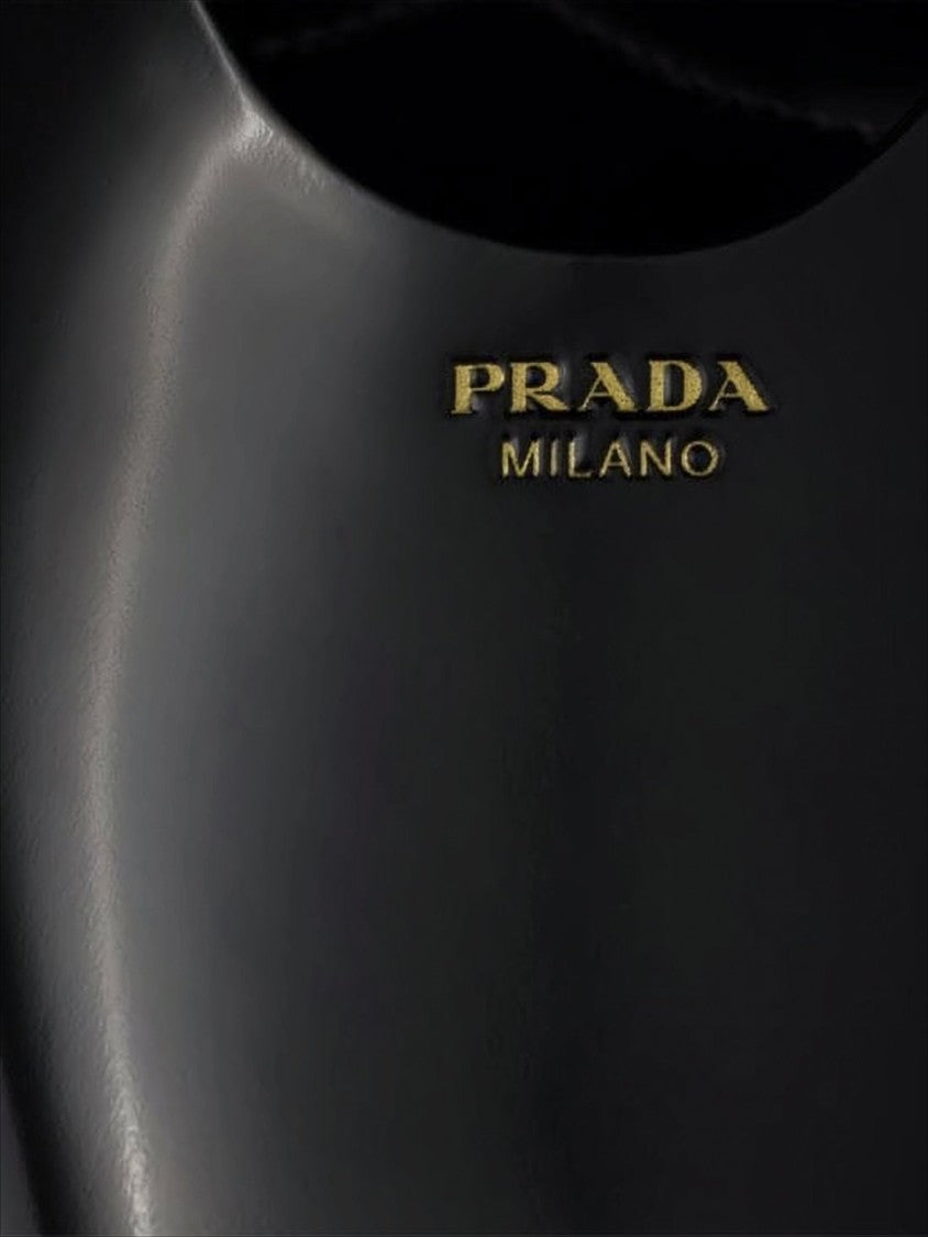 Prada Pointed Toe Black Leather Flats