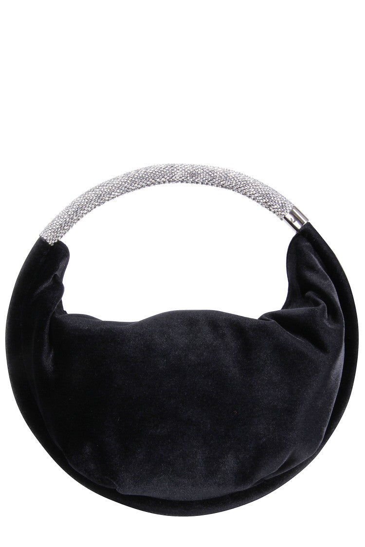 Twenty Fourhaitch Crescent-Shaped Shoulder Bag With Rigid Textured Handle