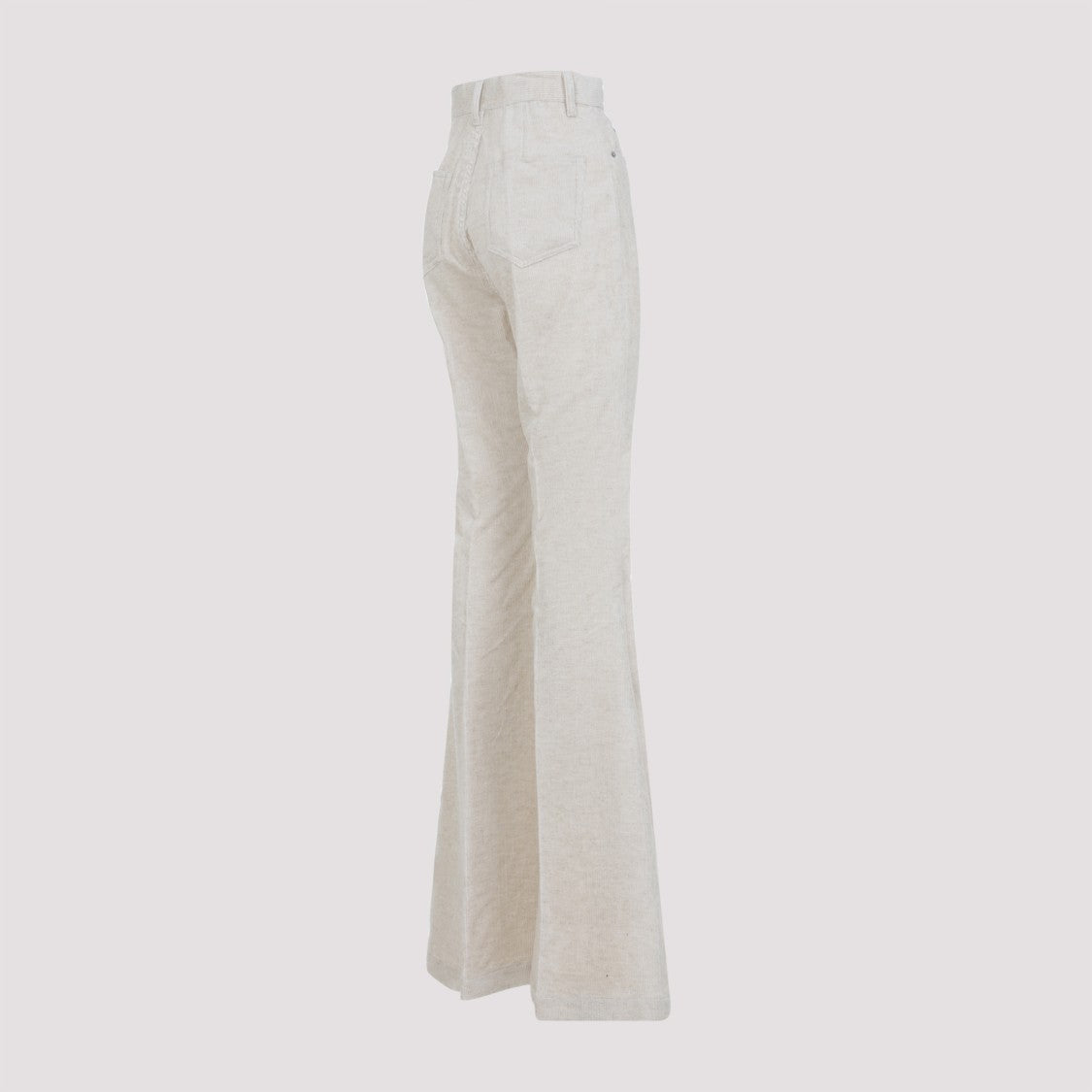Rick Owens High-Waisted Flared Pants With Textured Cotton-Linen Blend