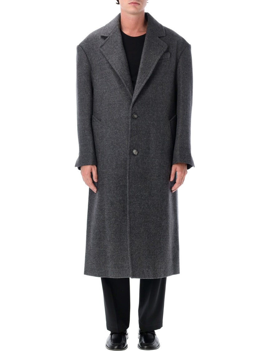 Ami Paris Notched-Lapel Monobreast Overcoat