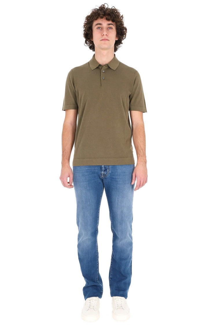 Drumohr Military Green Ice Cotton Polo Shirt