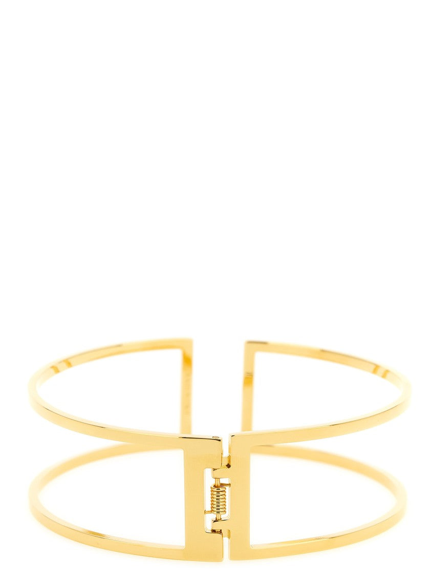 Elisabetta Franchi Cut-Out Metal Choker Necklace With Spring Opening