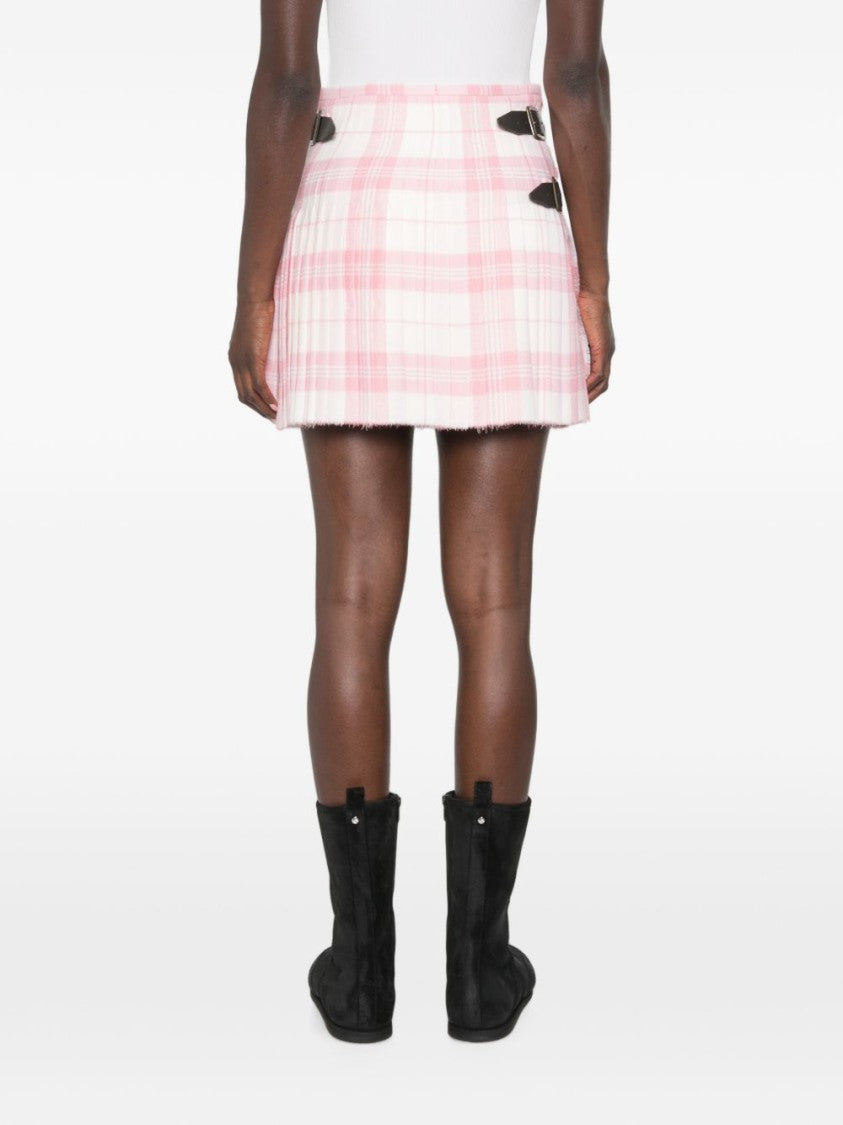 Vivienne Westwood Wrap Style Mini Skirt With Plaid Pattern And Buckle Straps