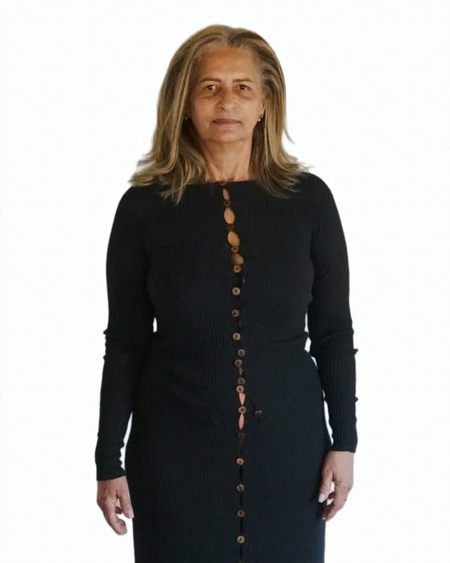Baserange White Fitted Long-Sleeved Ribbed Button Top
