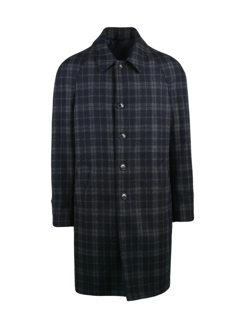 Luigi Bianchi Grey-Blue Wool-Blend Coat