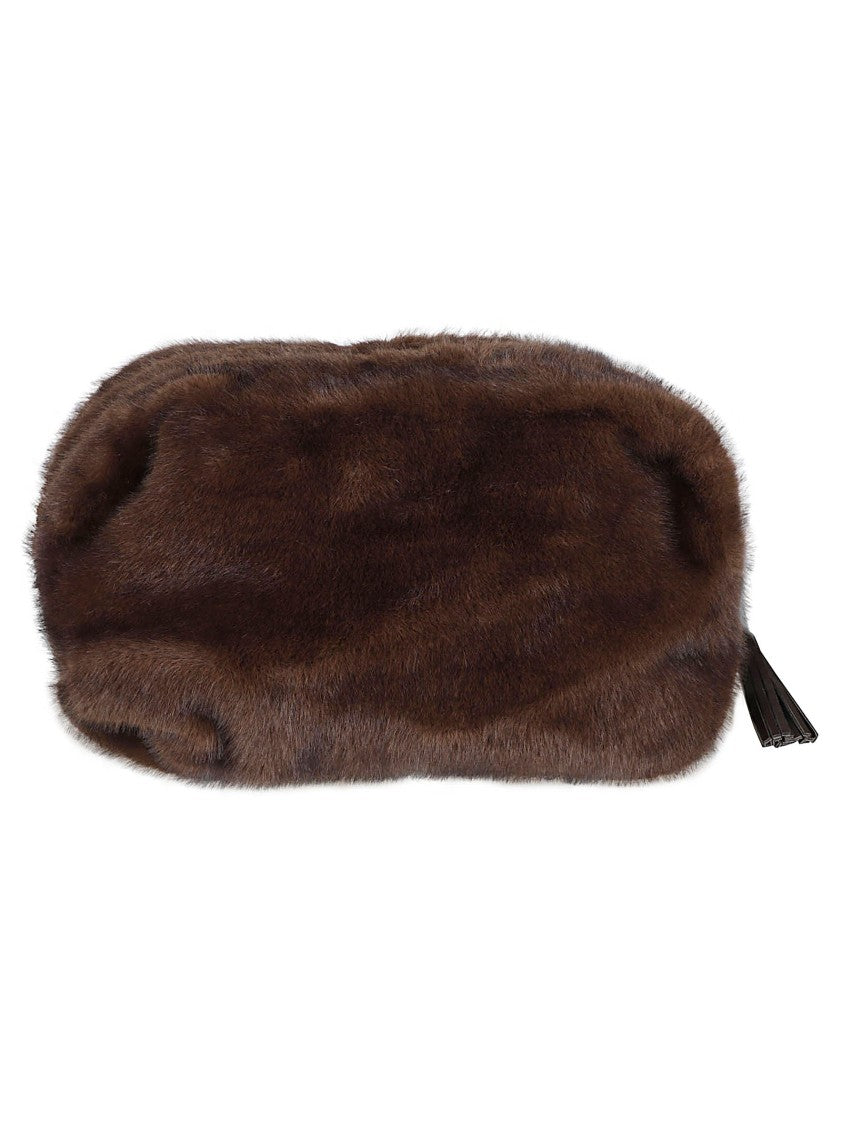 P.A.R.O.S.H. Plush Faux Fur Pochette Bag With Tassel Detail
