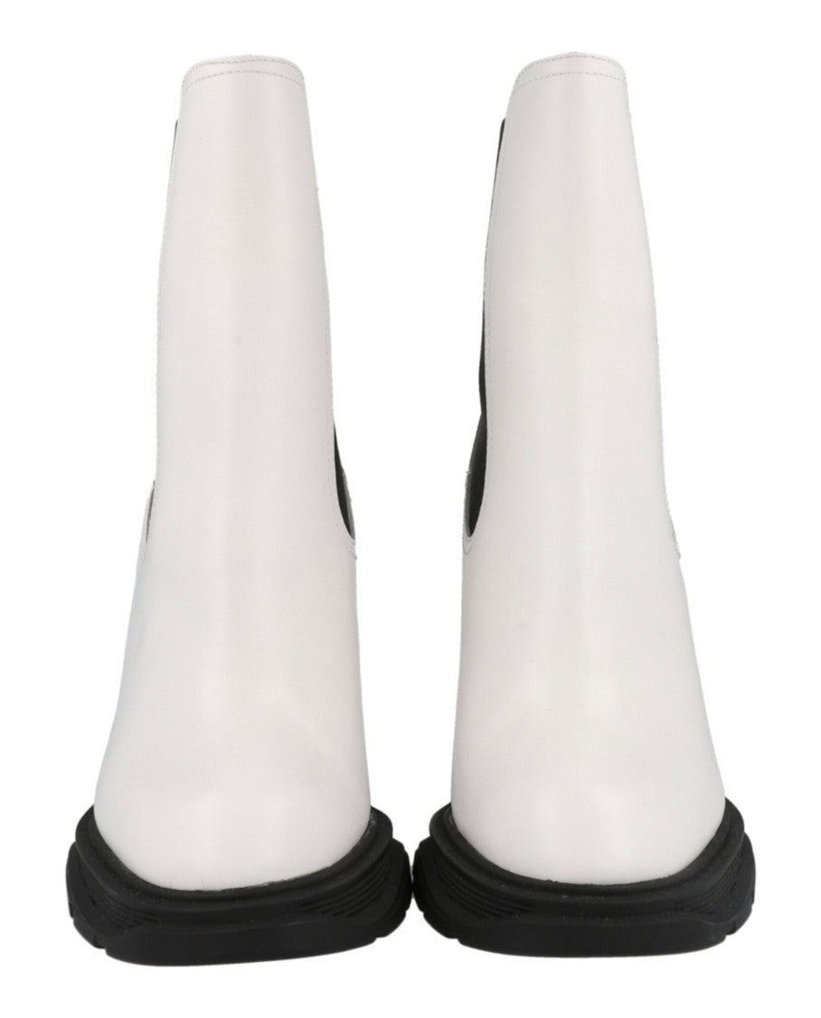 Alexander Mcqueen Ankle-Length Calfskin Leather Chelsea Boots With Block Heel