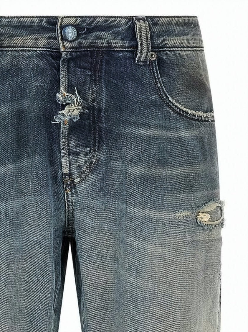 Diesel Faded Blue Distressed Cotton Denim Pants