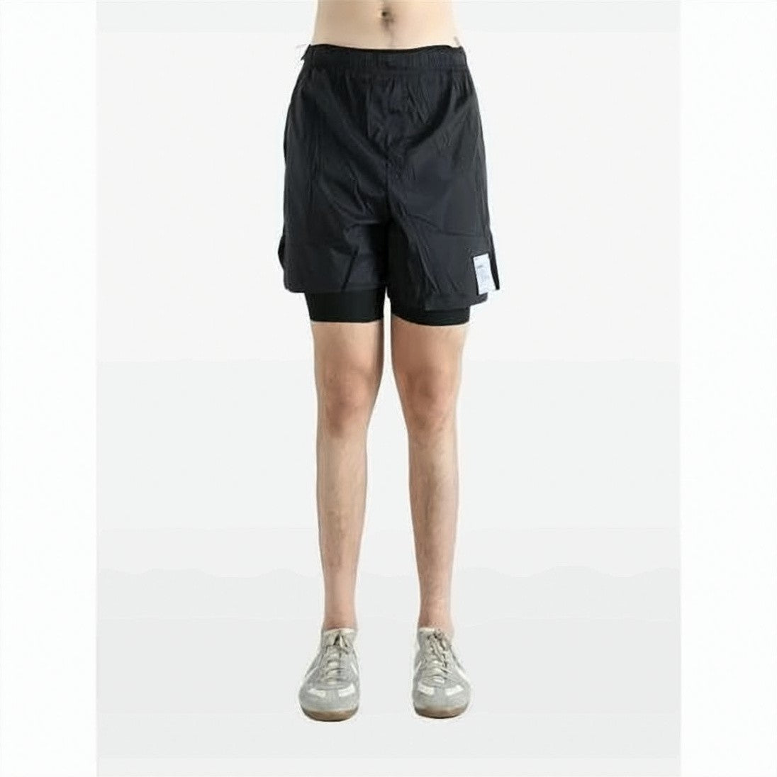 Satisfy Layered Black Shorts With Elastic Waistband