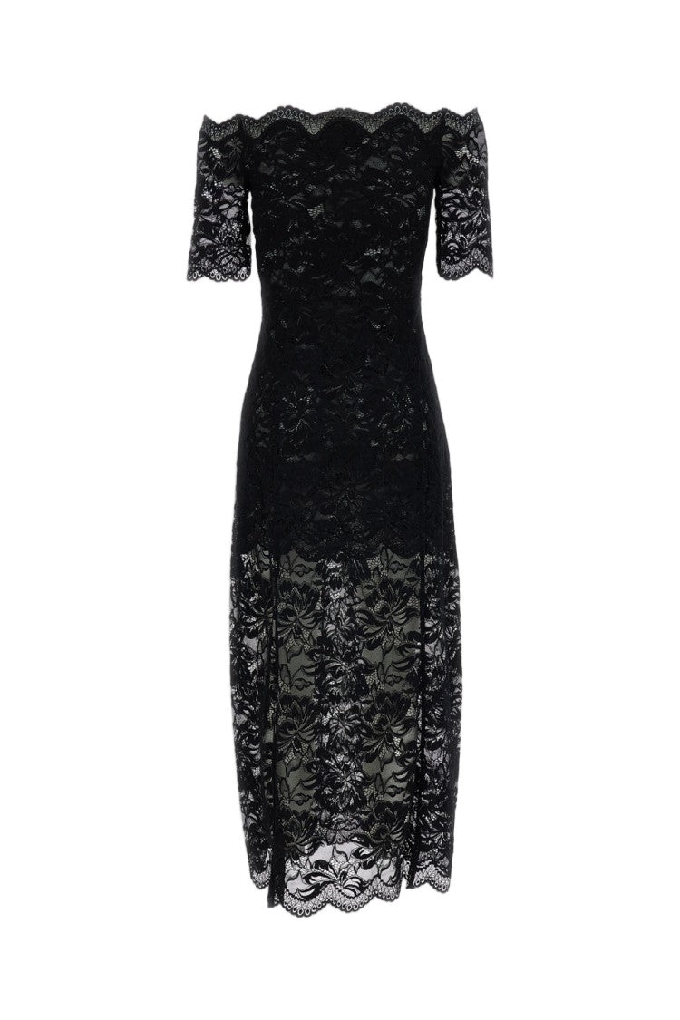 Rabanne Black Scalloped Floral Lace Midi Dress