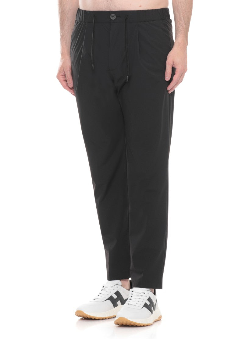 Herno Black Tech Fabric Straight-Leg Pants