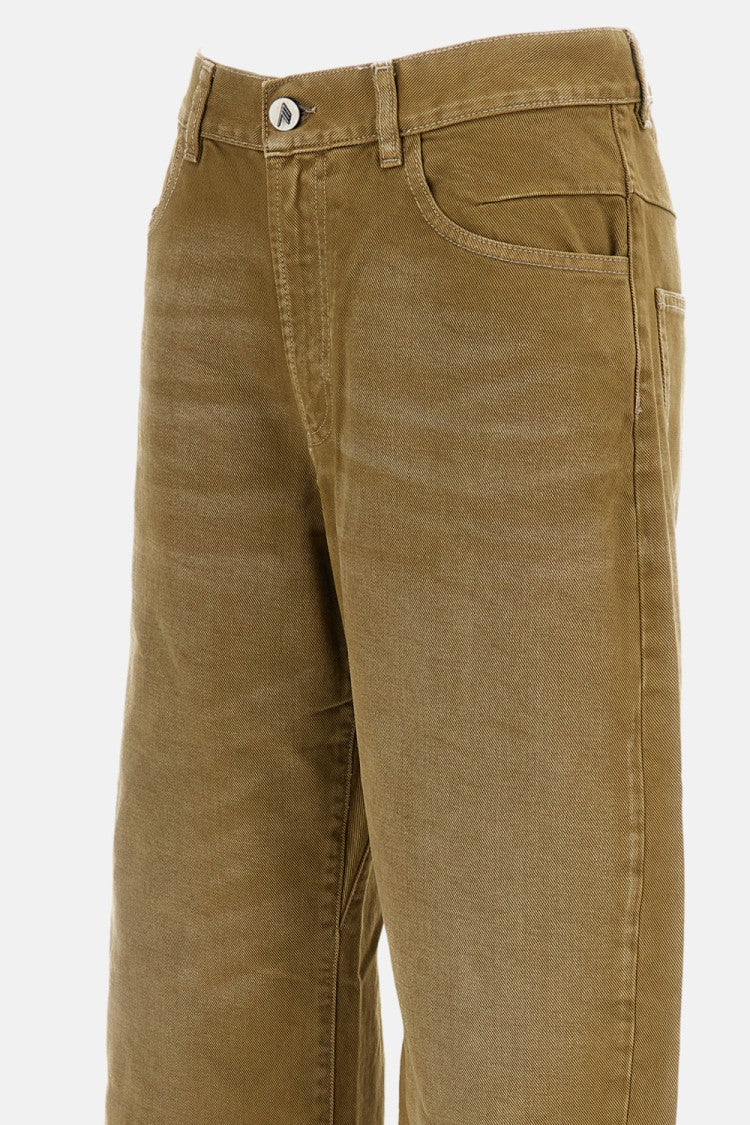 The Attico Olive Green Barrel-Cut Jeans With Adjustable Back Strap