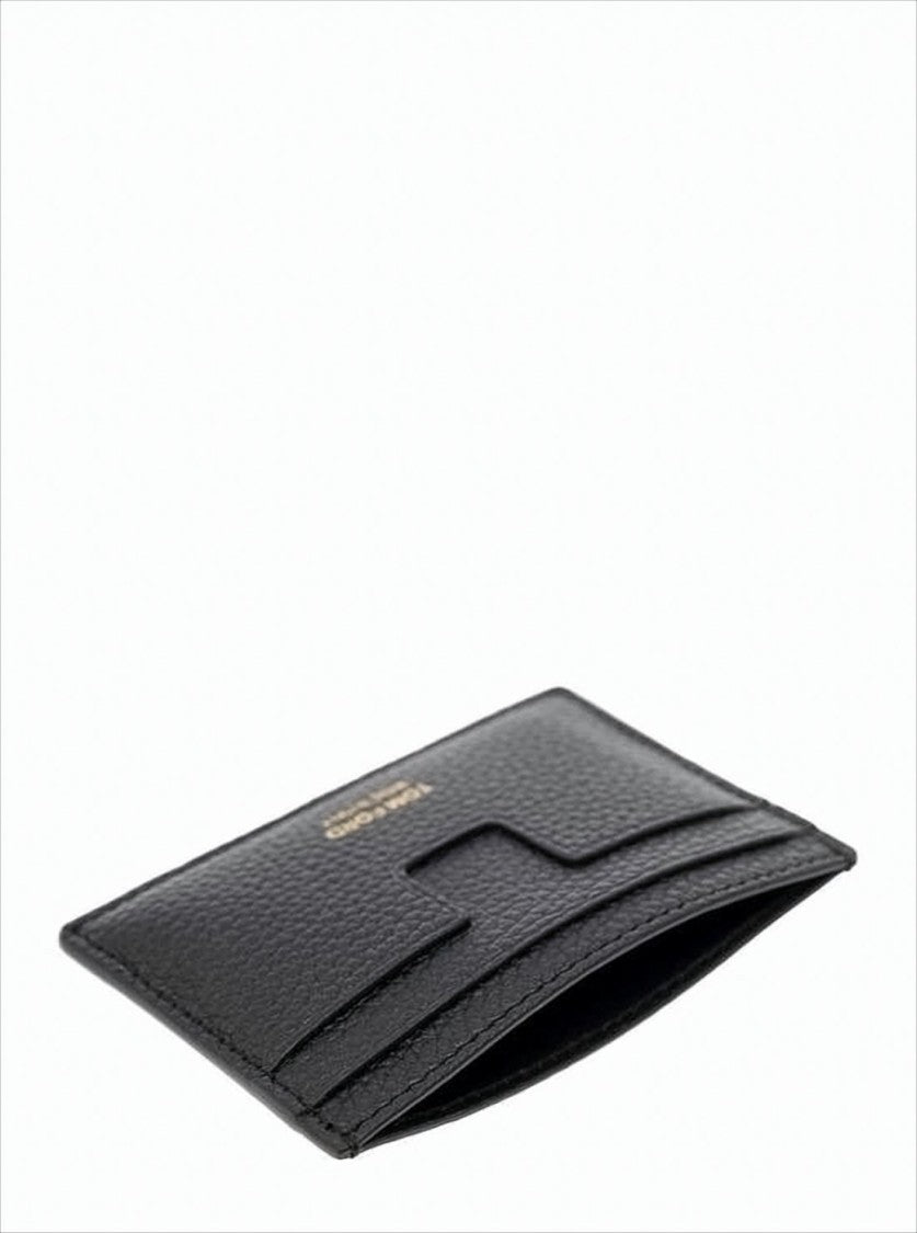 Tom Ford Textured Leather Cardholder With Elegant Gold Logo
