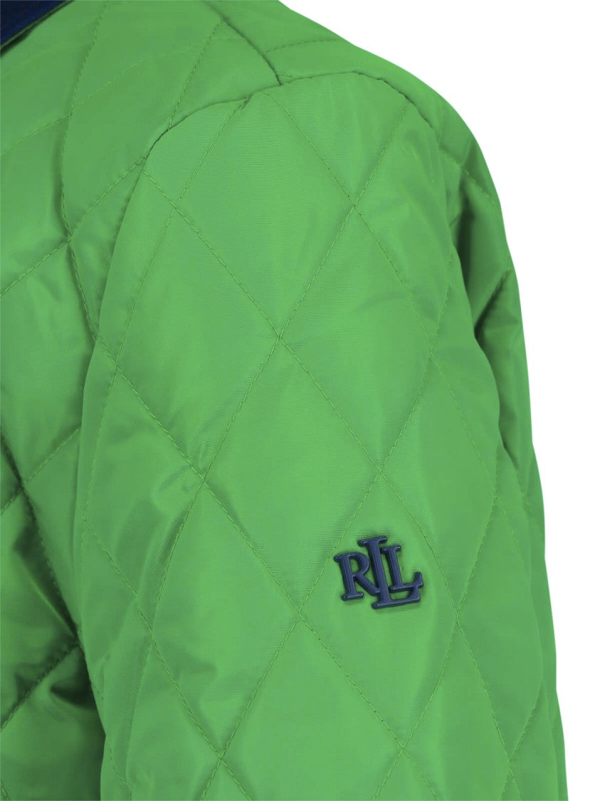 Polo Ralph Lauren Green Quilted Cropped Contrast Collar Jacket