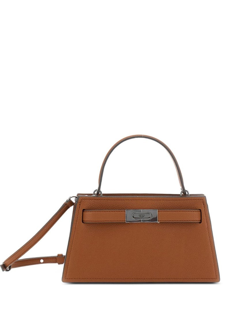 Tory Burch Trapezoidal Handbag With Metallic Clasp