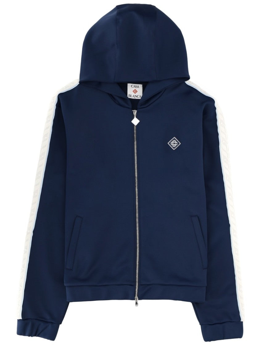 Casablanca Navy Blue Sleeve Stripes Hoodie
