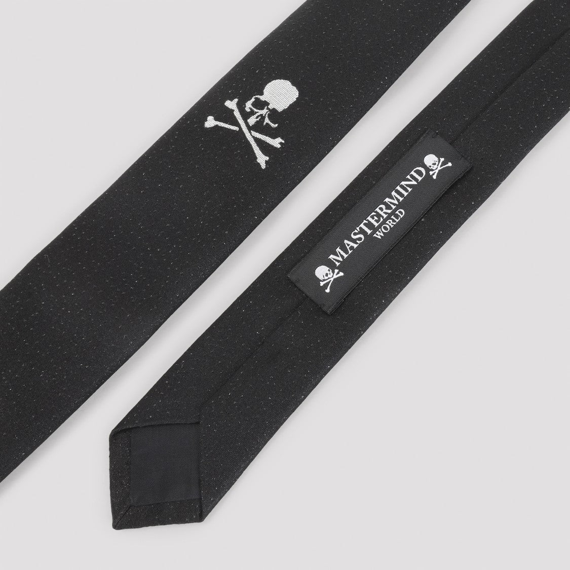 Mastermind Silk Blend Tie With Embroidered Skull Emblem