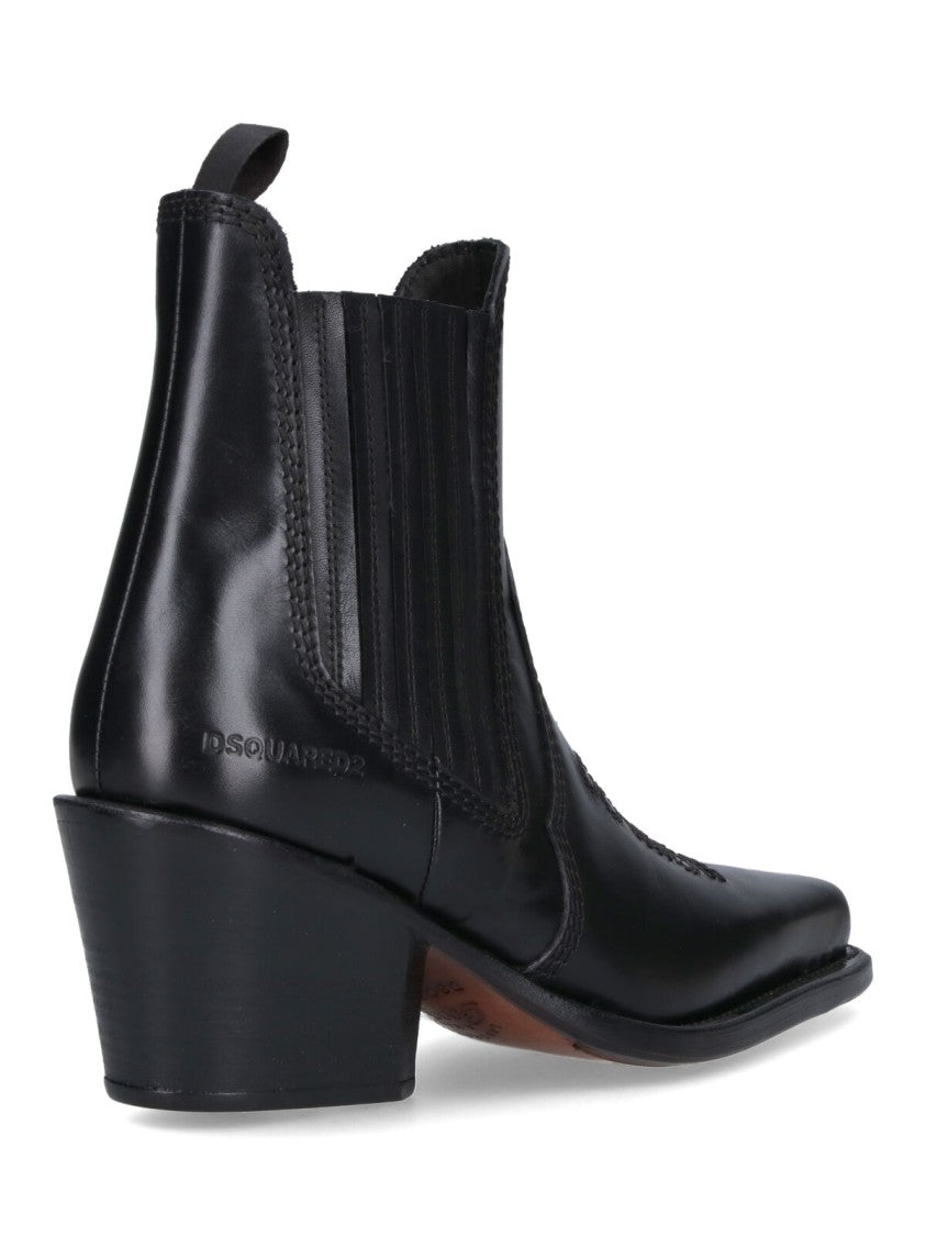 Dsquared2 Classic Black Boots With Smooth Finish