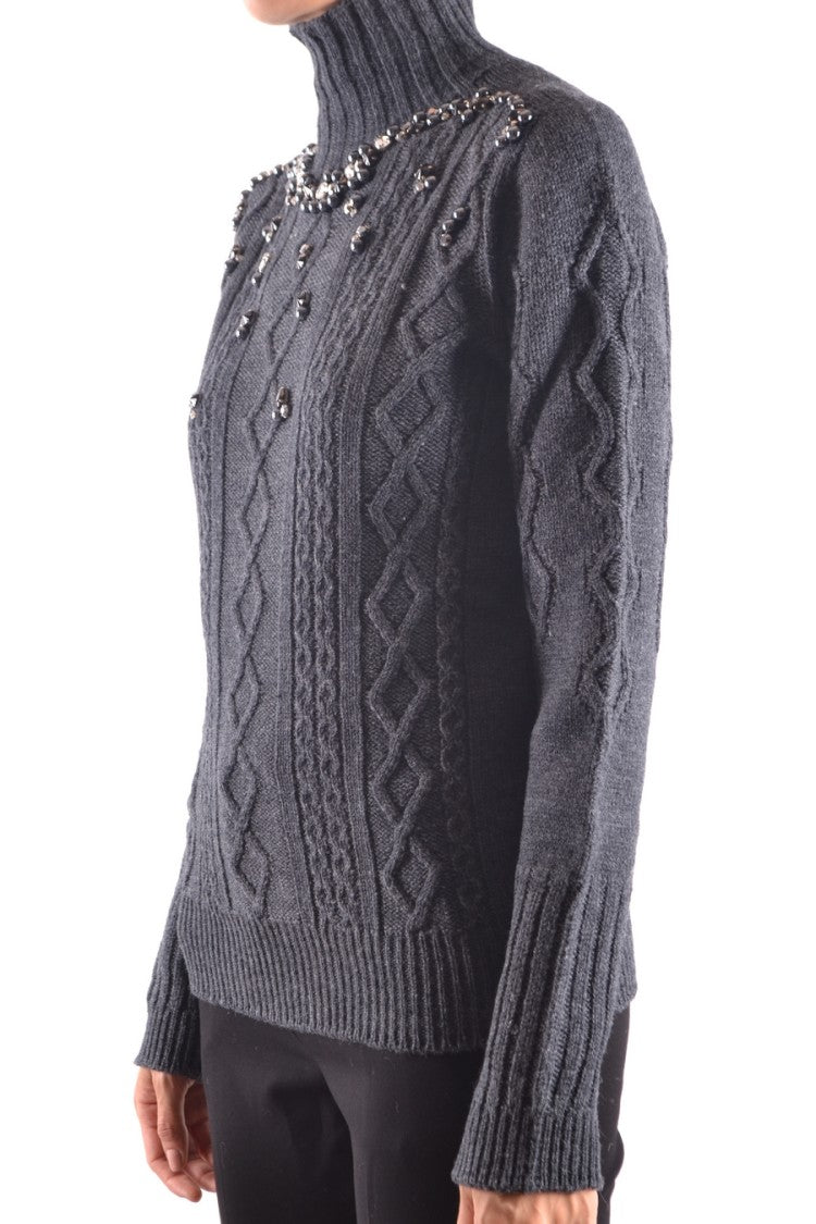 Pinko High Ribbed Turtleneck Sweater With Textured Knit