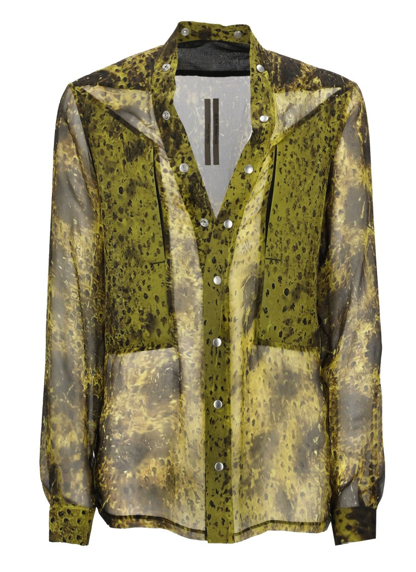 Rick Owens Green Silk Shirt