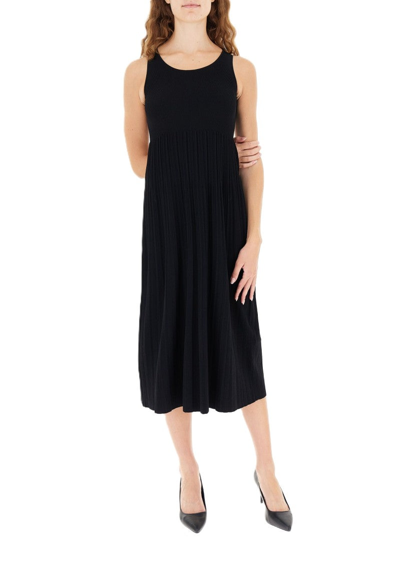 Max Mara Pleated Midi Dress With Fluid Silhouette