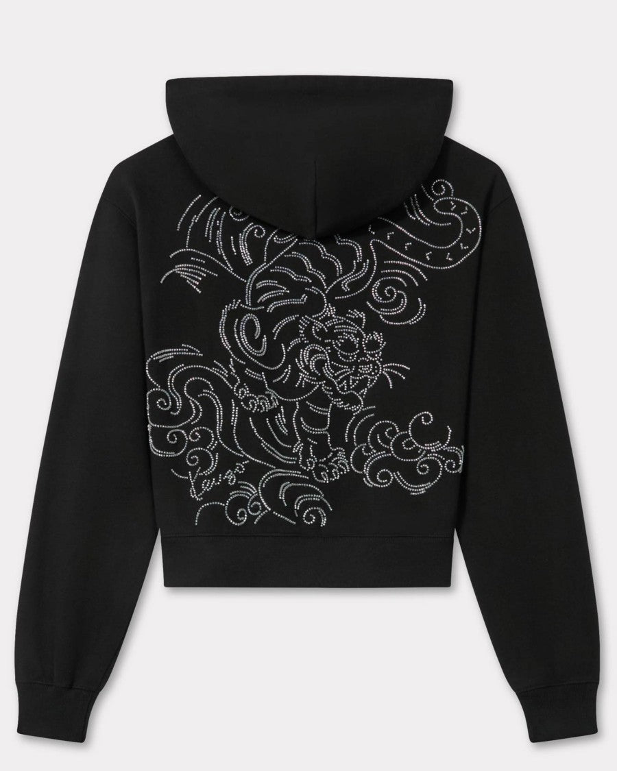 Kenzo Cropped Cotton Hoodie With Drawstring And Subtle Embroidery