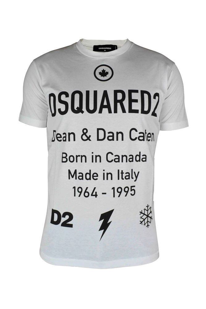 Dsquared2 White Cotton T-Shirt With Graphic Logo Detailing