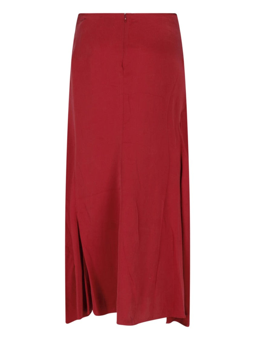 Isabel Marant Silk Midi Skirt With Gathered Waist Design