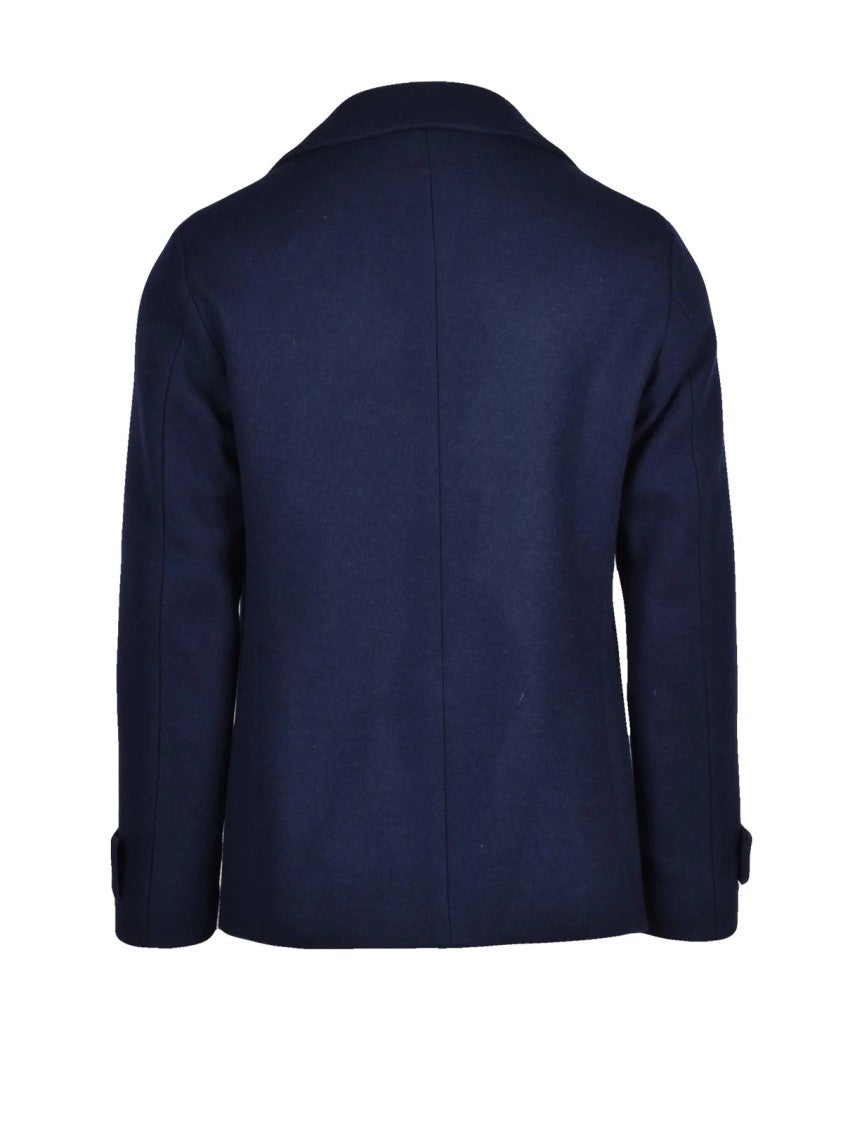 L.B.M. 1911 Blue Unlined Double-Breasted Wool-Blend Peacoat