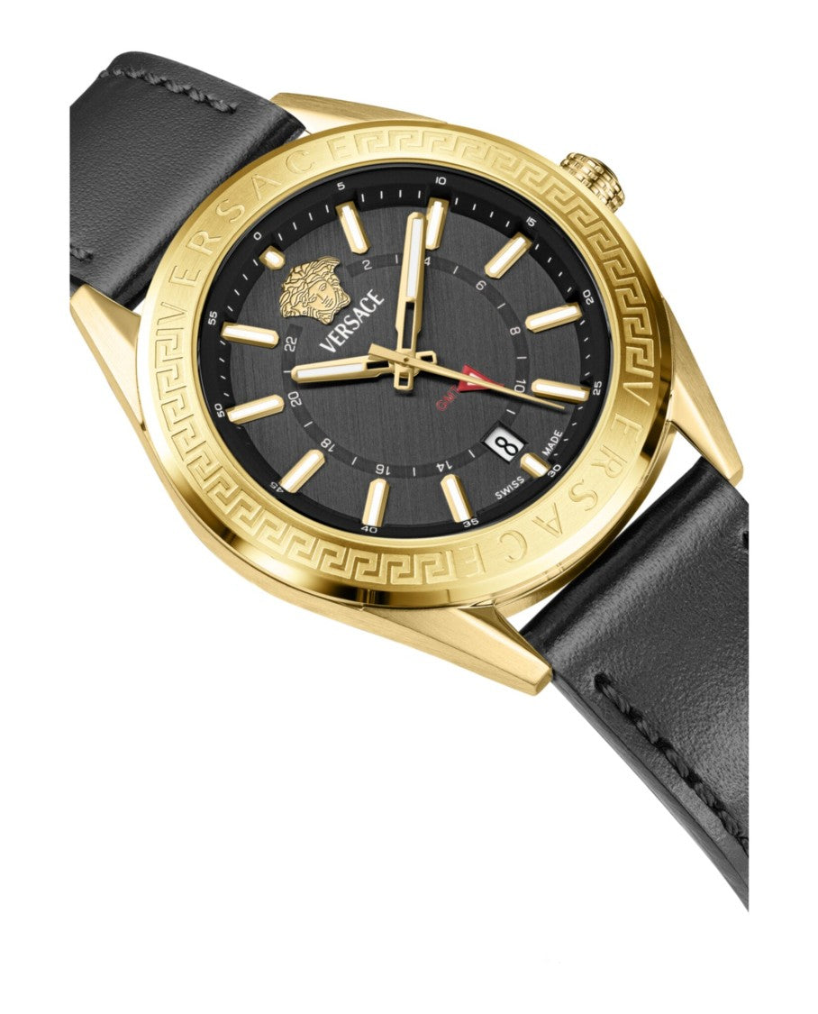 Versace Versace Gmt Leather Watch With Gold-Tone Case
