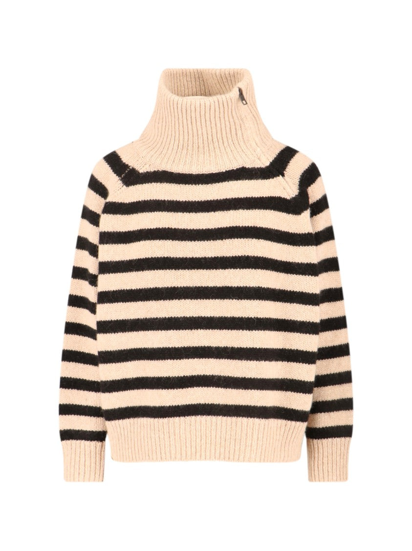 Nili Lotan Beige Knit Sweater With Striped Accents