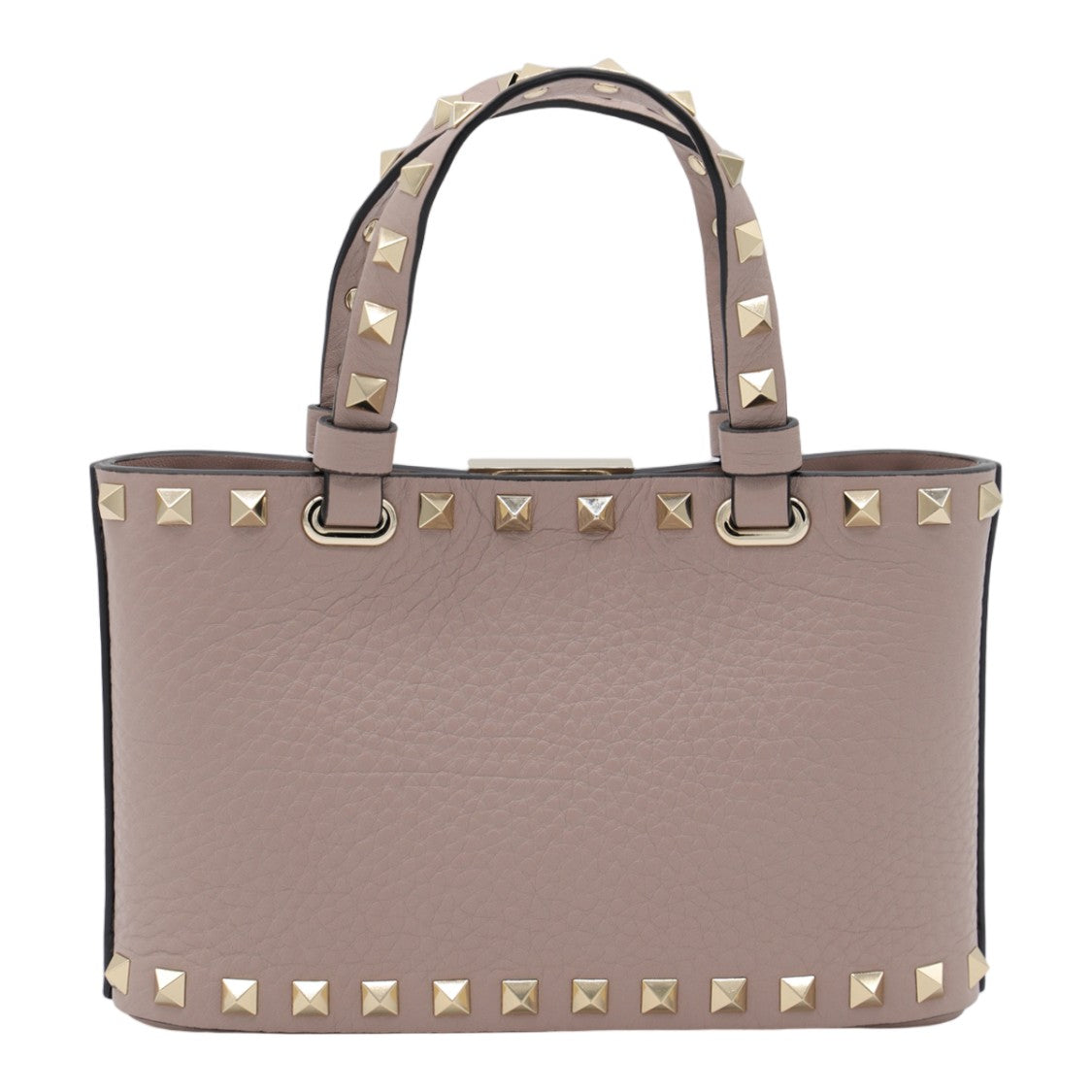 Valentino Garavani Structured Handbag With Gold-Tone Pyramid Studs And Dual Handles