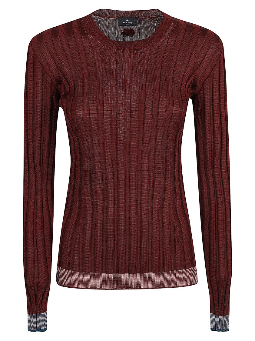 Etro Ribbed Knit Sweater With Semi-Sheer Texture
