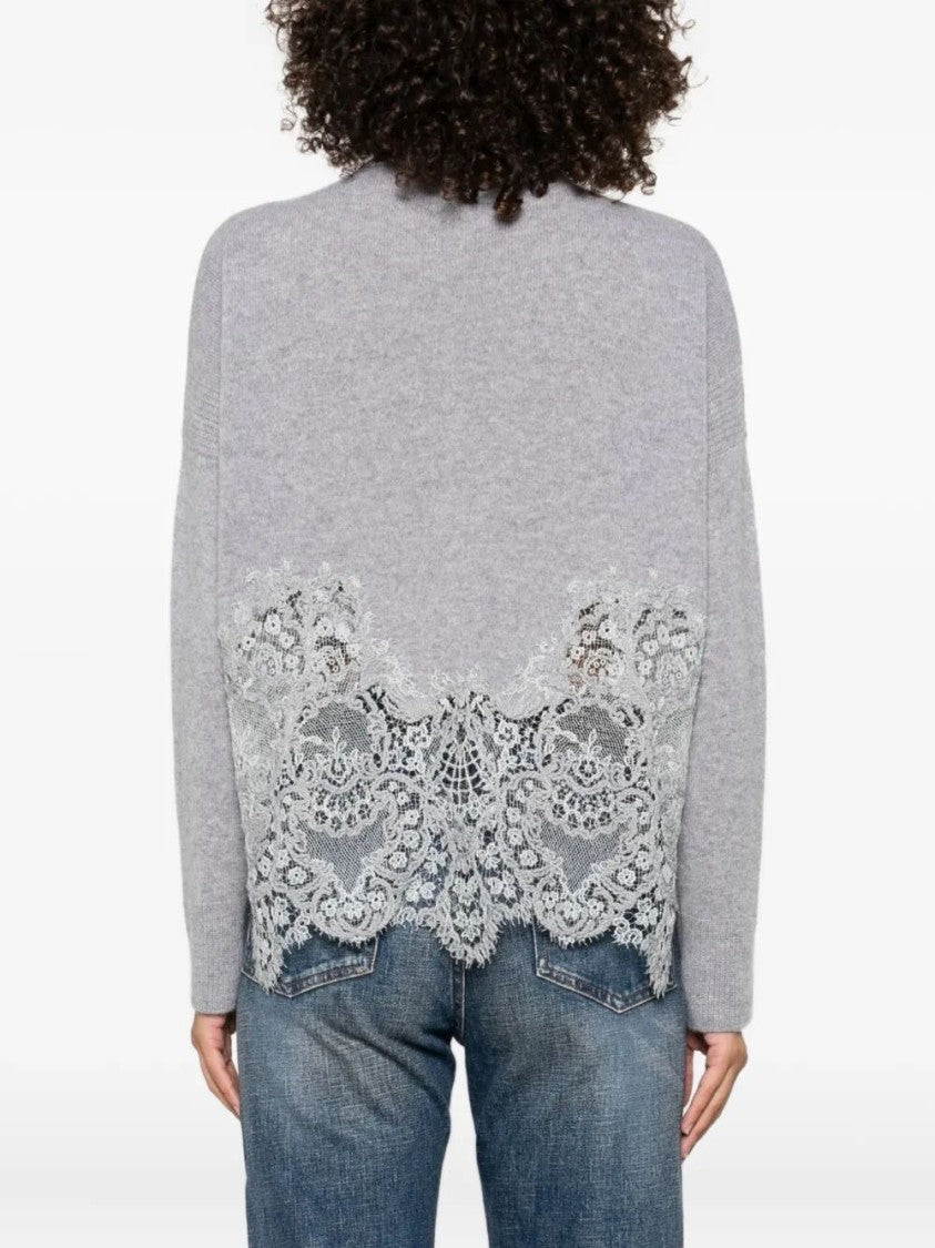 Ermanno Scervino Cashmere Top With Lace Trim