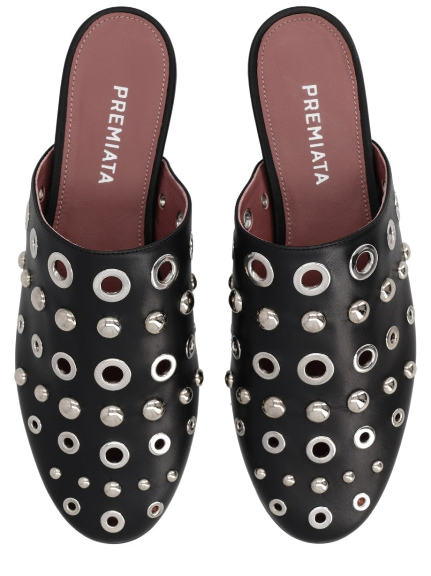 Premiata Pointed Toe Studded Calfskin Sabot