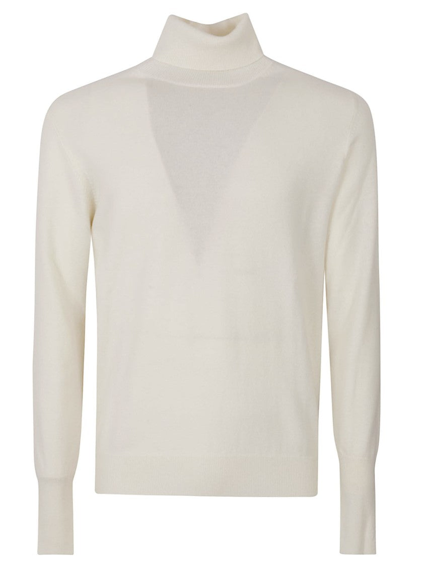 Ballantyne High Mock Neck Sweater With Ribbed Cuffs And Hem