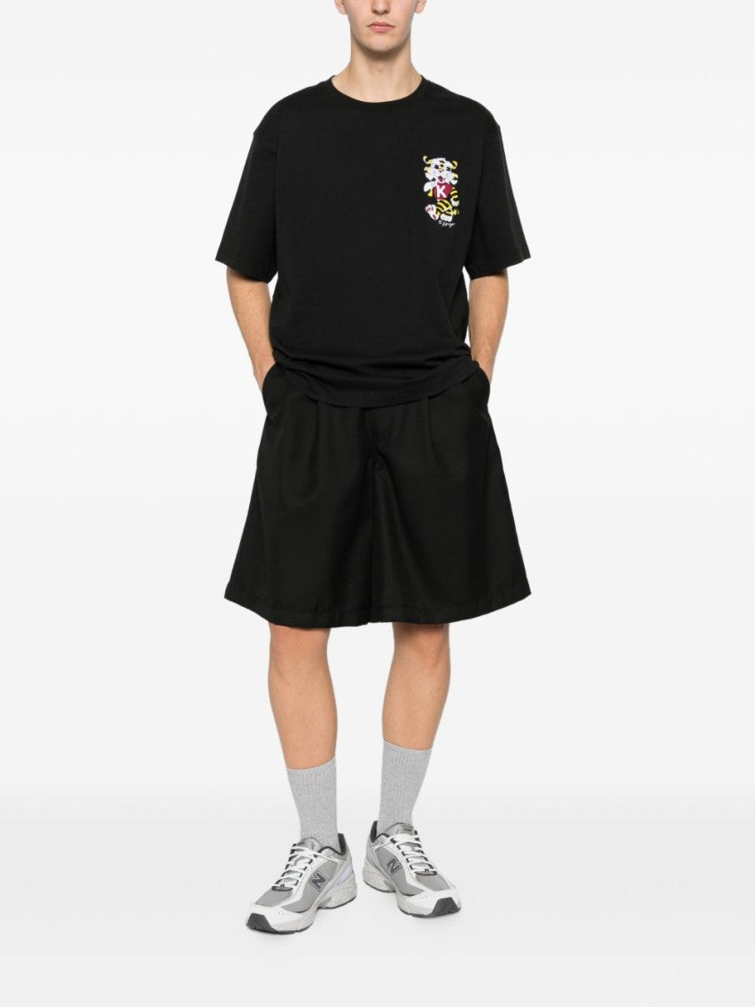 Kenzo Short-Sleeve Black T-Shirt With Embroidered Tiger