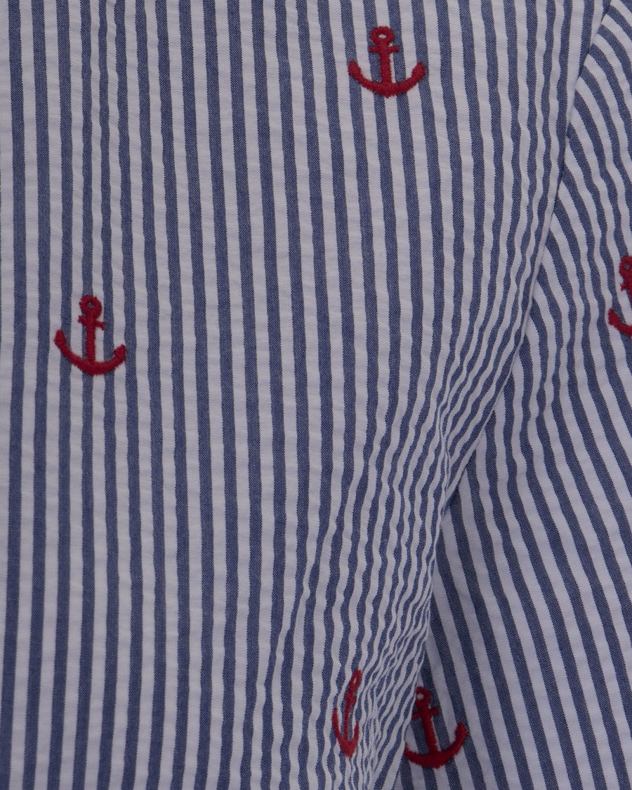 Mc2 Saint Barth Alyson Blouse With Vertical Stripes And Peplum Detail