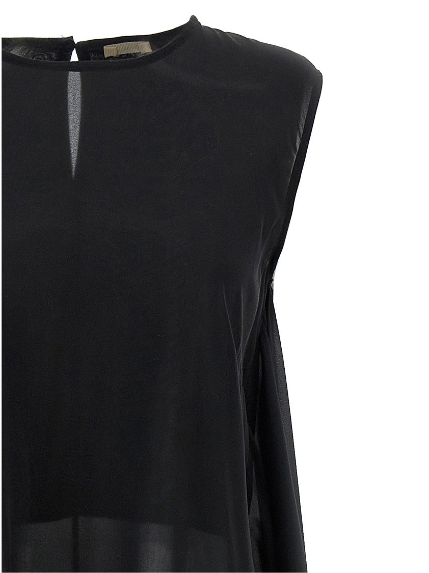 Di.La3 Pari' Silk Top With Dramatic Train