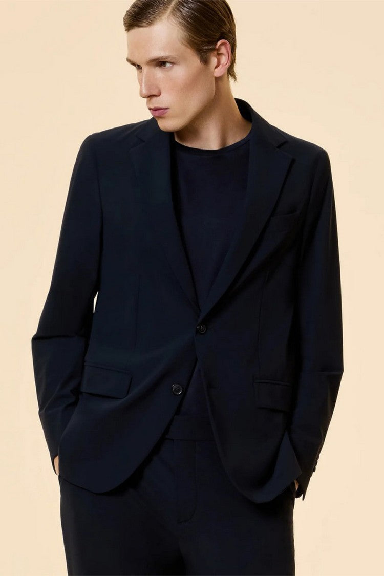 Rrd Blue Wool-Blend Notch-Lapel Blazer