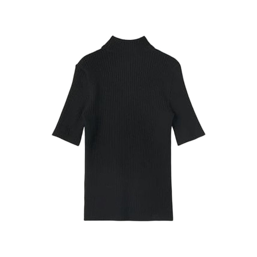 Courrèges Ribbed Mock Neck Top With Contrasting Emblem