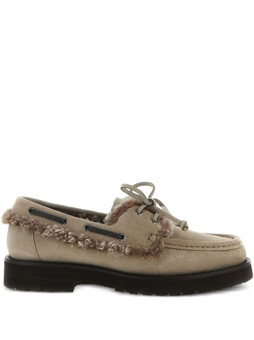 Brunello Cucinelli Moccasin-Style Flats With Suede Exterior