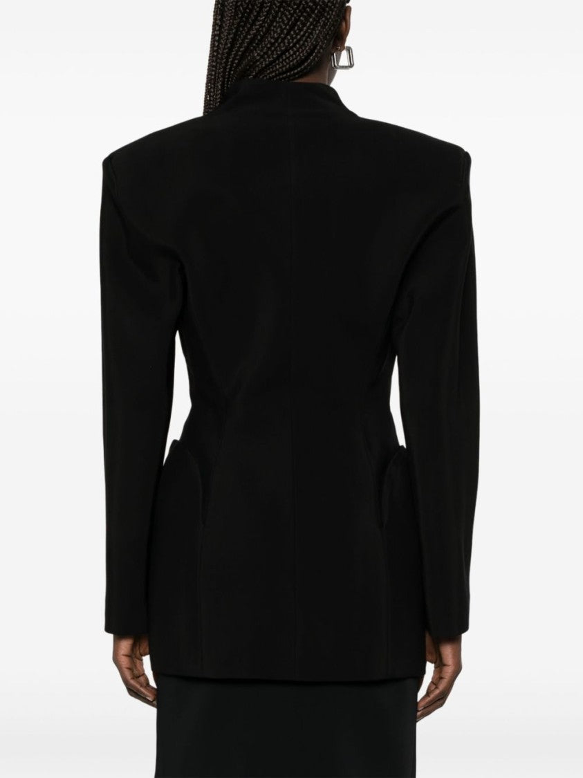 Mugler Black Press Stud Shoulder Pad Jacket