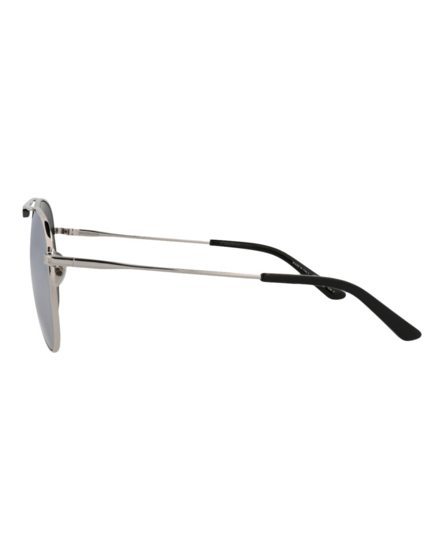 Balenciaga Aviator-Frame Metal Sunglasses With Reflective Lenses And Double Bridge