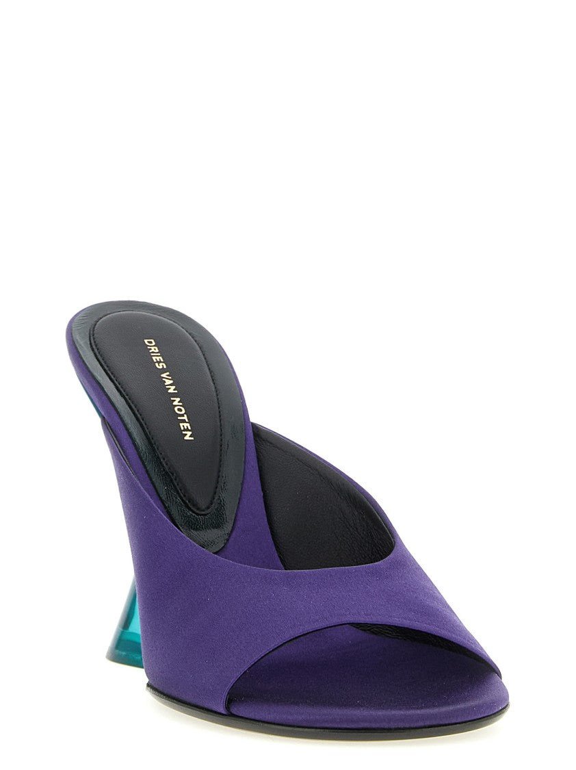 Dries Van Noten Deep Purple Satin Mules