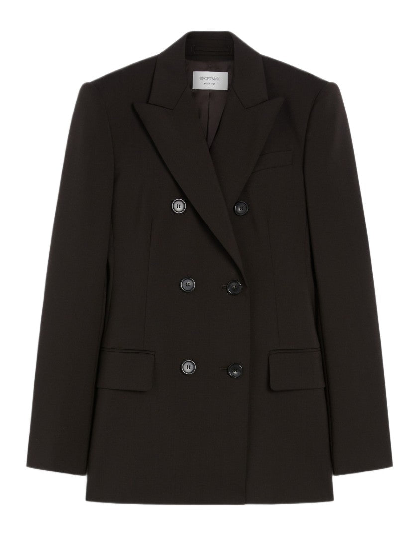 Sportmax Double-Breasted Tailored Blazer In Natural Stretch Wool