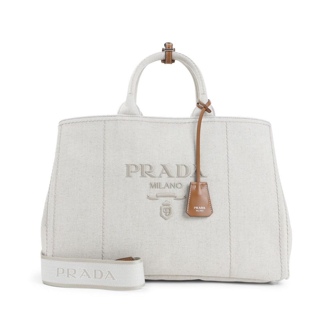 Prada Natural White Cotton Tote Bag