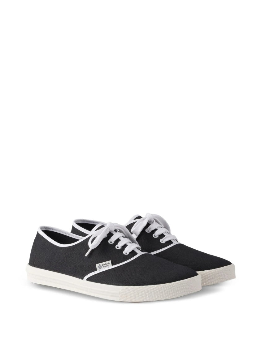 Prada Black Drill Low-Profile Canvas Sneakers